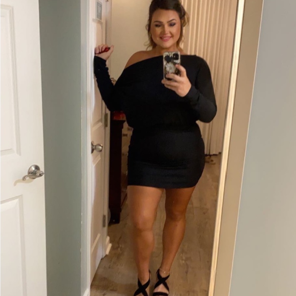 Black Dress- Drop Shoulder